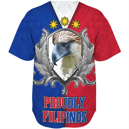 Philippines Filipinos Baseball Shirt The Philippine Eagle With Traditional Patterns