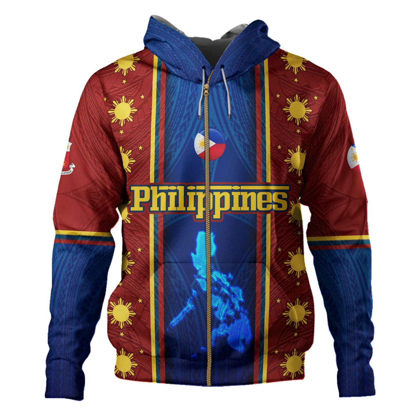 Philippines Filipinos Custom Personalised Hoodie Tribal Sun Traditional Patterns