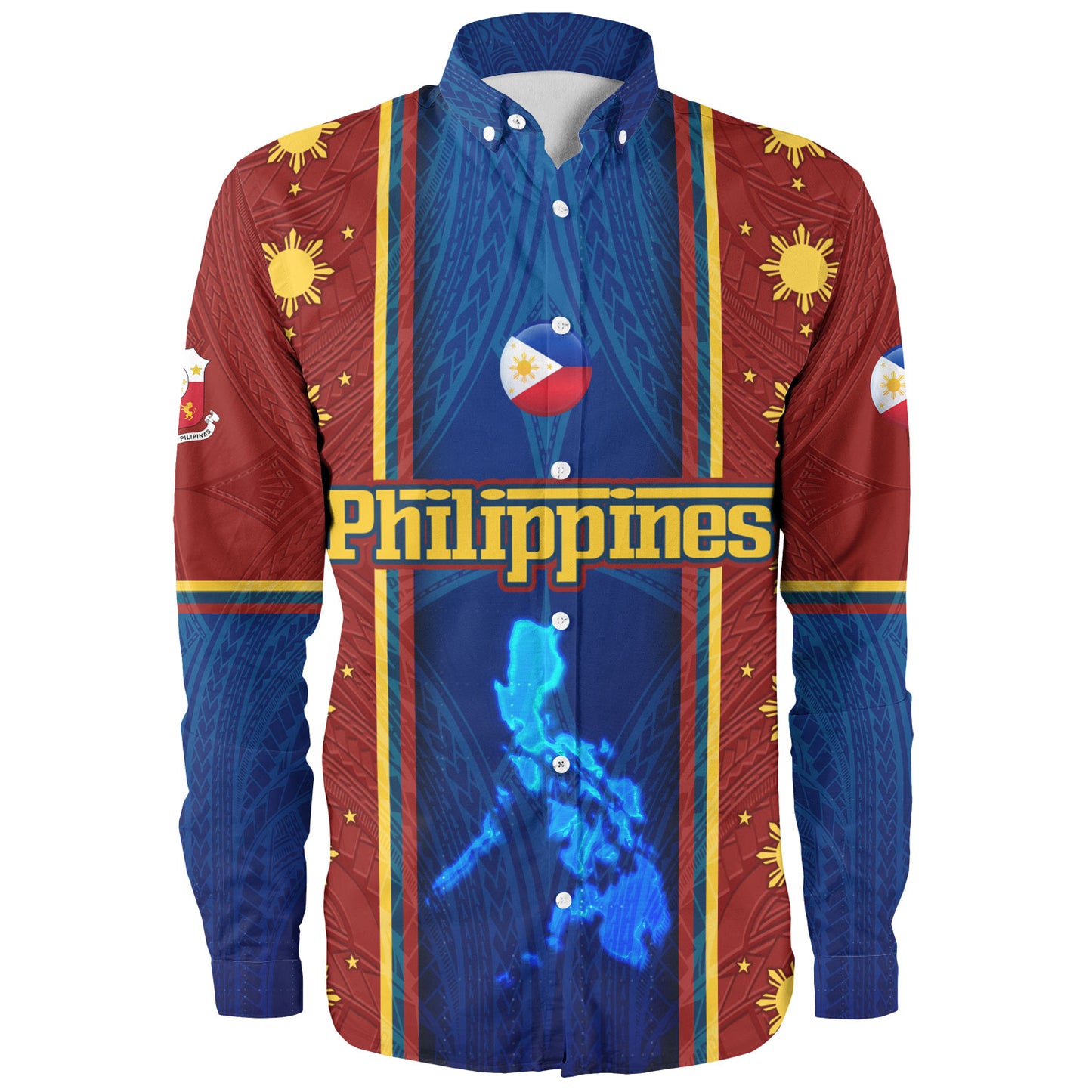 Philippines Filipinos Custom Personalised Long Sleeve Shirt Tribal Sun Traditional Patterns