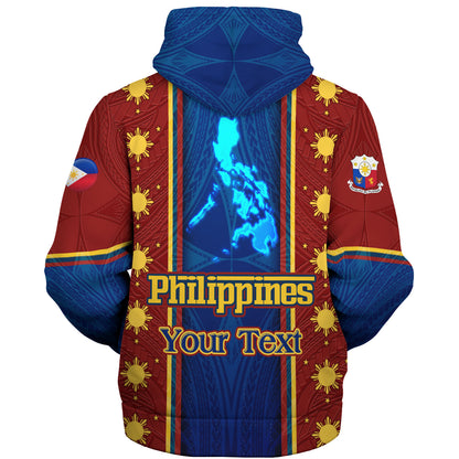 Philippines Filipinos Custom Personalised Sherpa Hoodie Tribal Sun Traditional Patterns