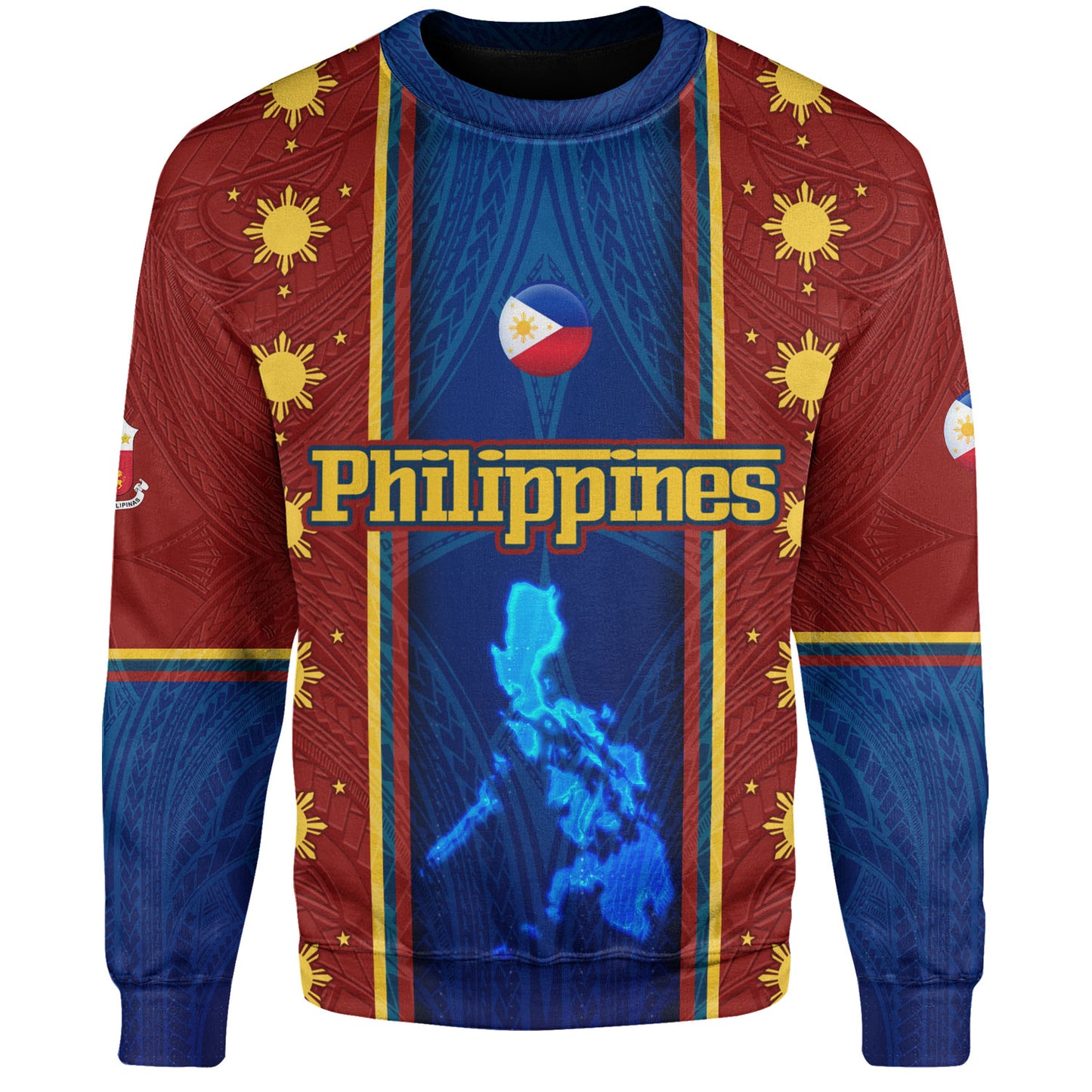 Philippines Filipinos Custom Personalised Sweatshirt Tribal Sun Traditional Patterns