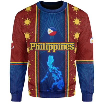 Philippines Filipinos Custom Personalised Sweatshirt Tribal Sun Traditional Patterns