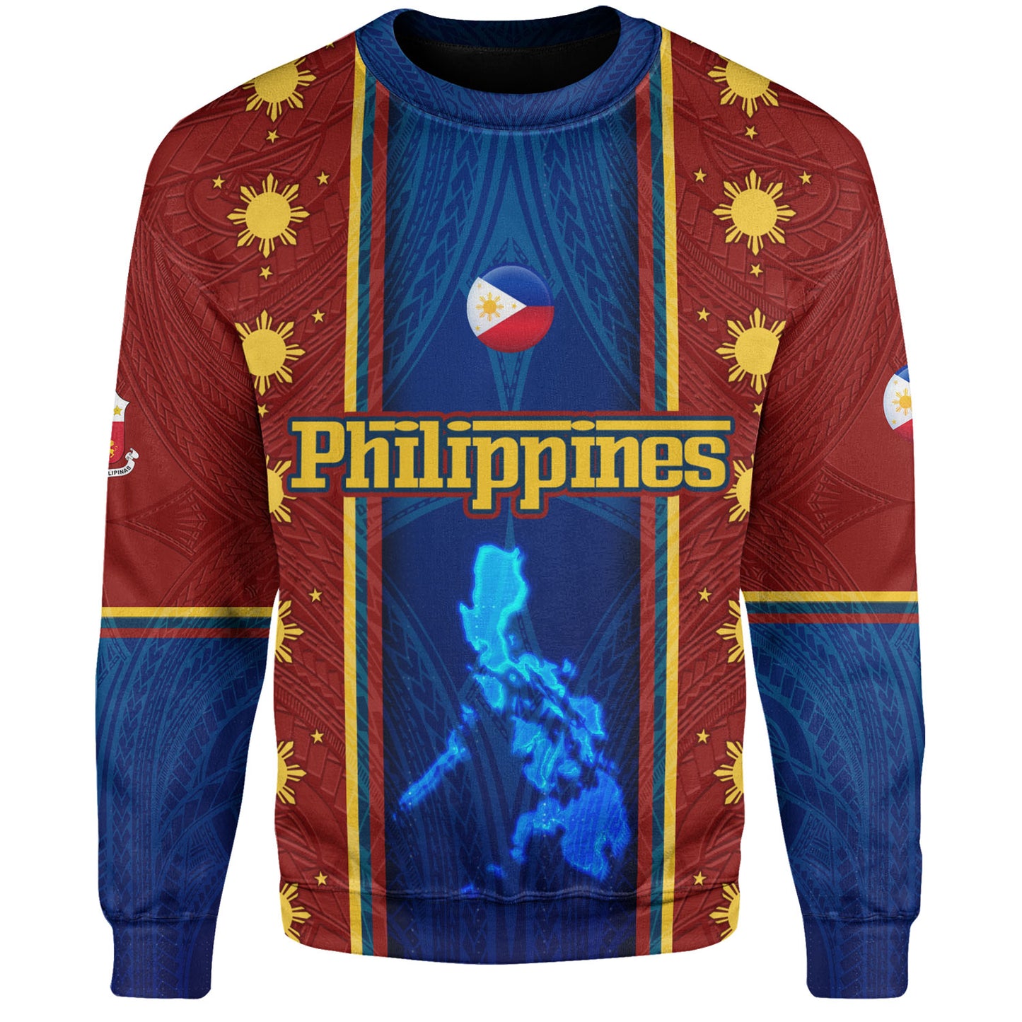 Philippines Filipinos Custom Personalised Sweatshirt Tribal Sun Traditional Patterns