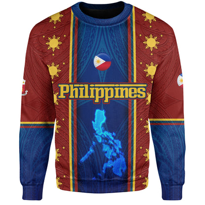 Philippines Filipinos Custom Personalised Sweatshirt Tribal Sun Traditional Patterns