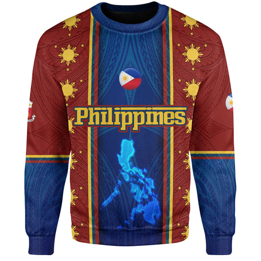 Philippines Filipinos Custom Personalised Sweatshirt Tribal Sun Traditional Patterns