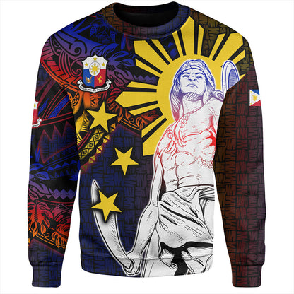 Philippines Filipinos Sweatshirt Lapu-lapu Hero With Seal Filipinos Tribal Patterns