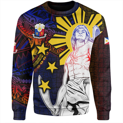 Philippines Filipinos Sweatshirt Lapu-lapu Hero With Seal Filipinos Tribal Patterns