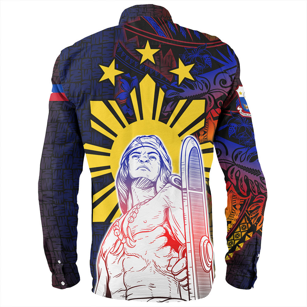 Philippines Filipinos Long Sleeve Shirt Lapu-lapu Hero With Seal Filipinos Tribal Patterns