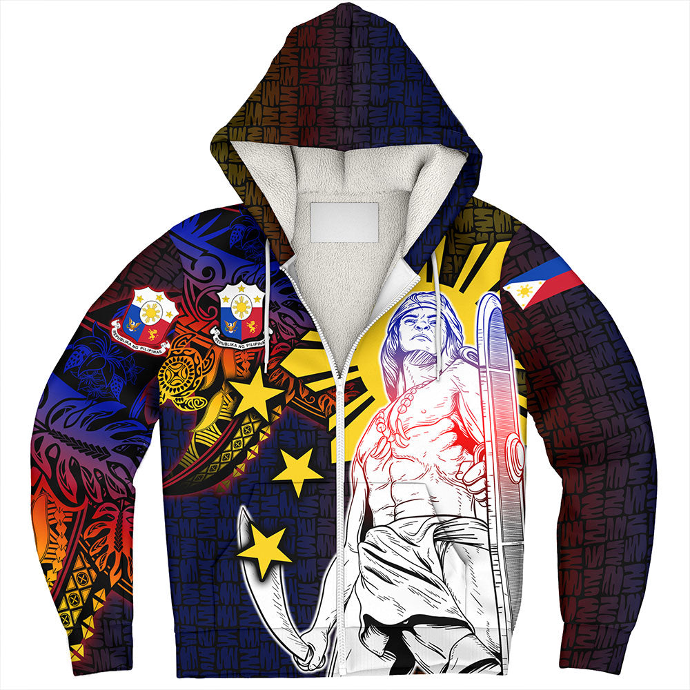 Philippines Filipinos Sherpa Hoodie Lapu-lapu Hero With Seal Filipinos Tribal Patterns