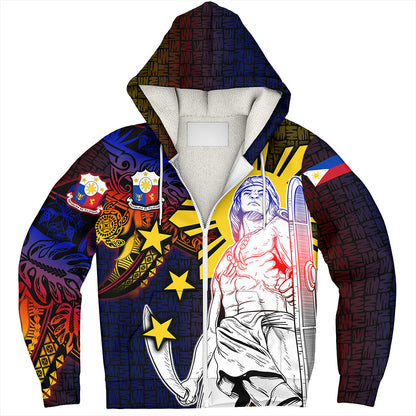 Philippines Filipinos Sherpa Hoodie Lapu-lapu Hero With Seal Filipinos Tribal Patterns