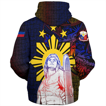 Philippines Filipinos Sherpa Hoodie Lapu-lapu Hero With Seal Filipinos Tribal Patterns