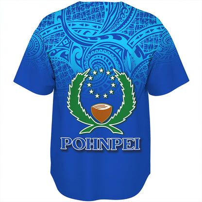 Pohnpei State Baseball Shirt Flag Color With Traditional Patterns