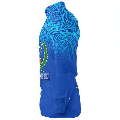 Pohnpei State Long Sleeve Shirt Flag Color With Traditional Patterns