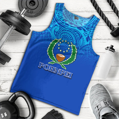 Pohnpei State Tank Top Flag Color With Traditional Patterns