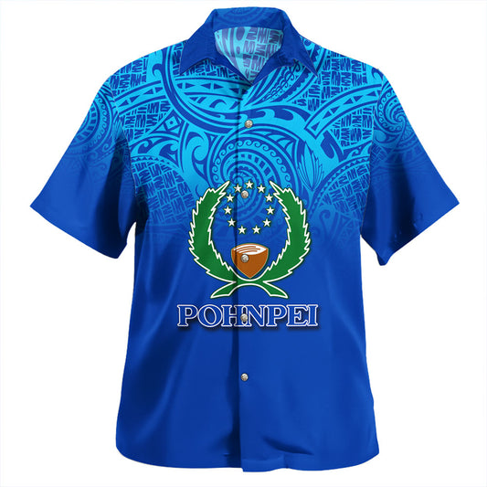 Yap State Hawaiian Shirt Flag Color With Traditional Patterns