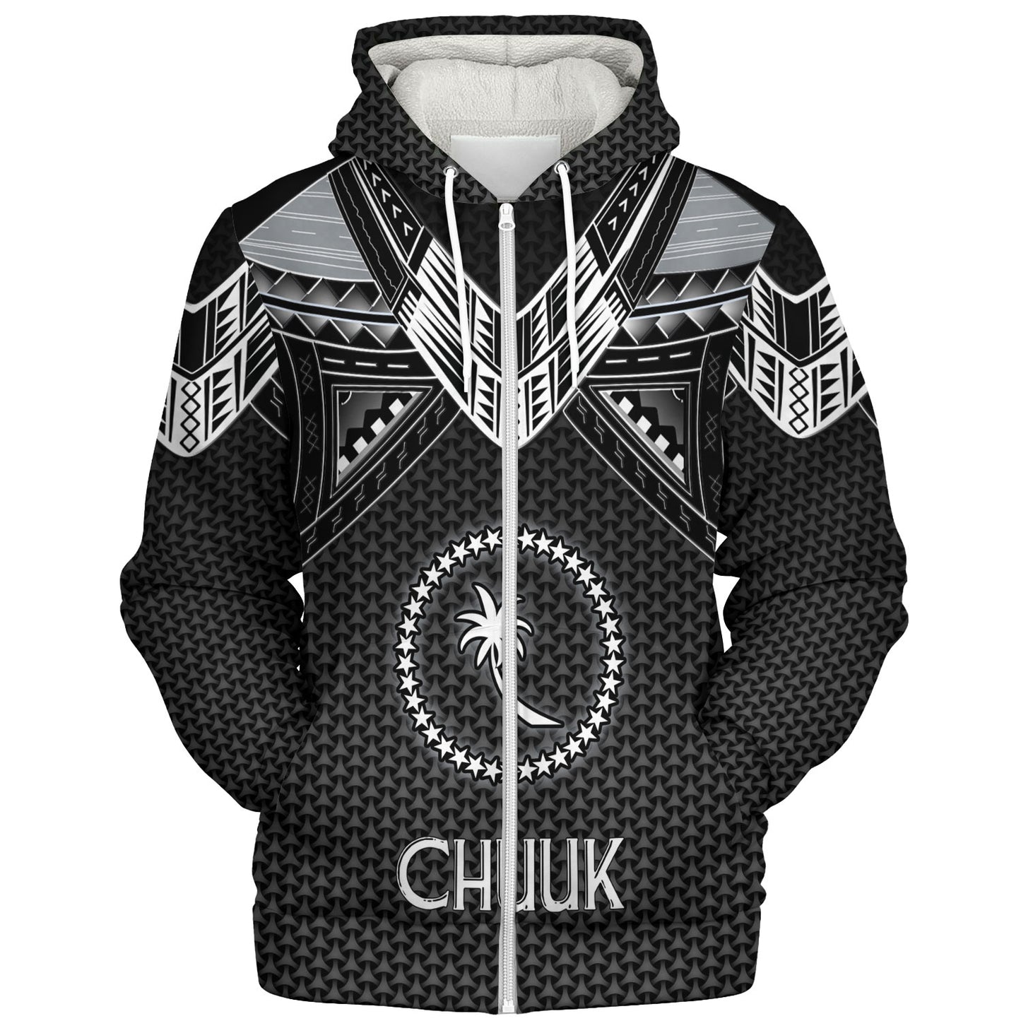 Chuuk State Custom Personalised Sherpa Hoodie Polynesian Tribal Tattoo