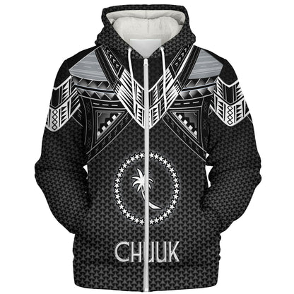 Chuuk State Custom Personalised Sherpa Hoodie Polynesian Tribal Tattoo