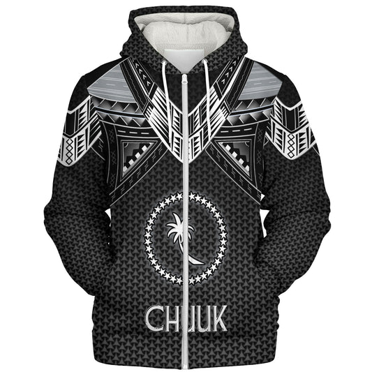 Chuuk State Custom Personalised Sherpa Hoodie Polynesian Tribal Tattoo