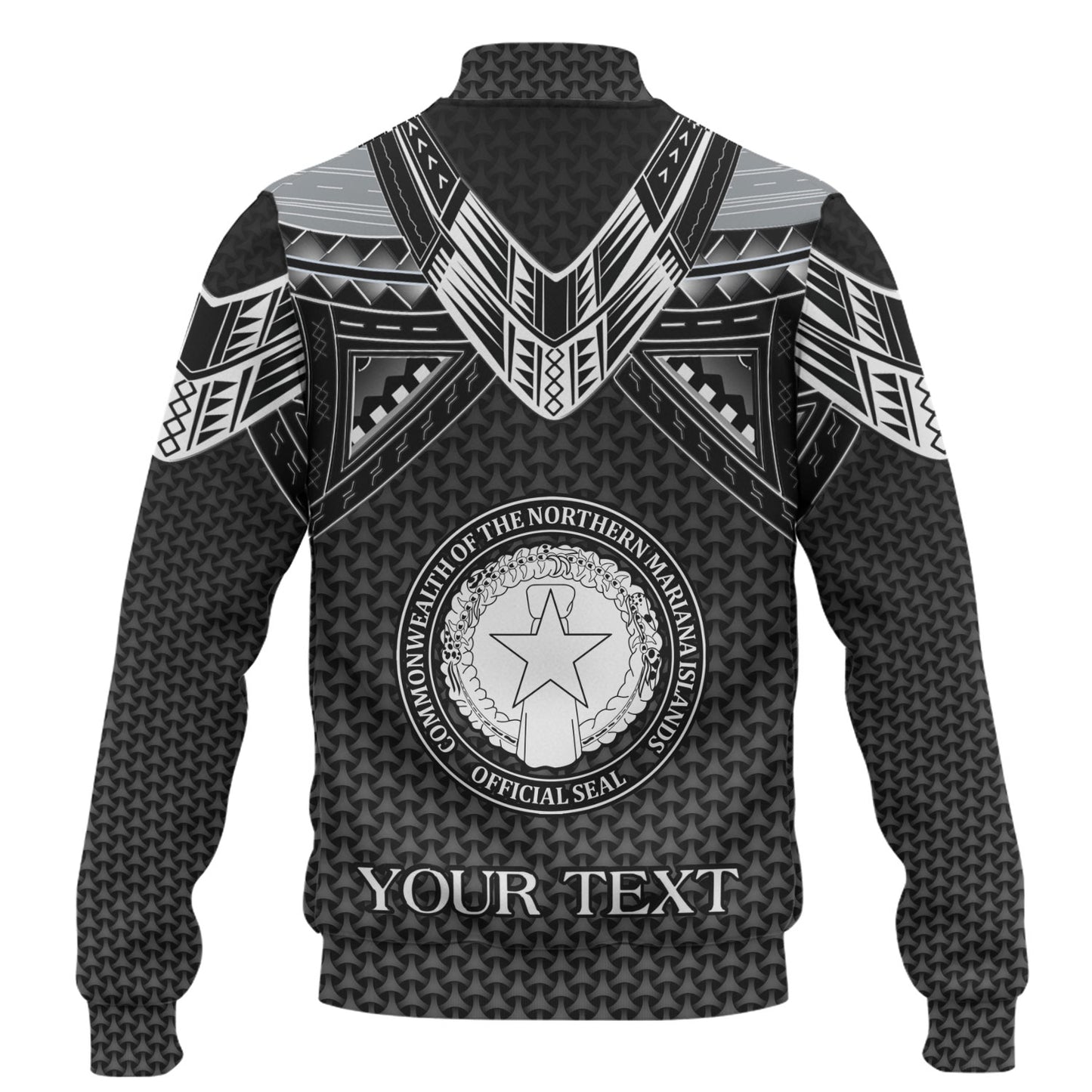 Northern Mariana Islands Custom Personalised Baseball Jacket Polynesian Tribal Tattoo