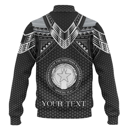 Northern Mariana Islands Custom Personalised Baseball Jacket Polynesian Tribal Tattoo