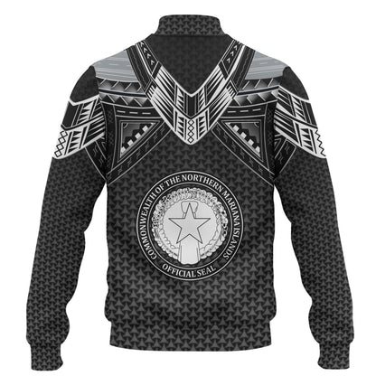 Northern Mariana Islands Custom Personalised Baseball Jacket Polynesian Tribal Tattoo