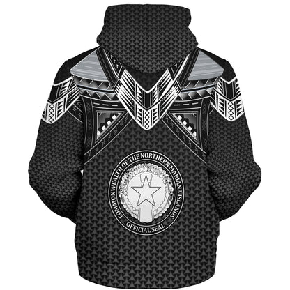Northern Mariana Islands Custom Personalised Sherpa Hoodie Polynesian Tribal Tattoo