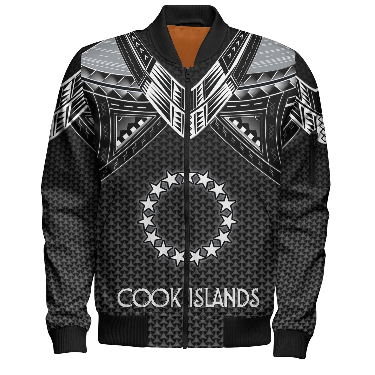 Cook Islands Custom Personalised Bomber Jacket Polynesian Tribal Tattoo