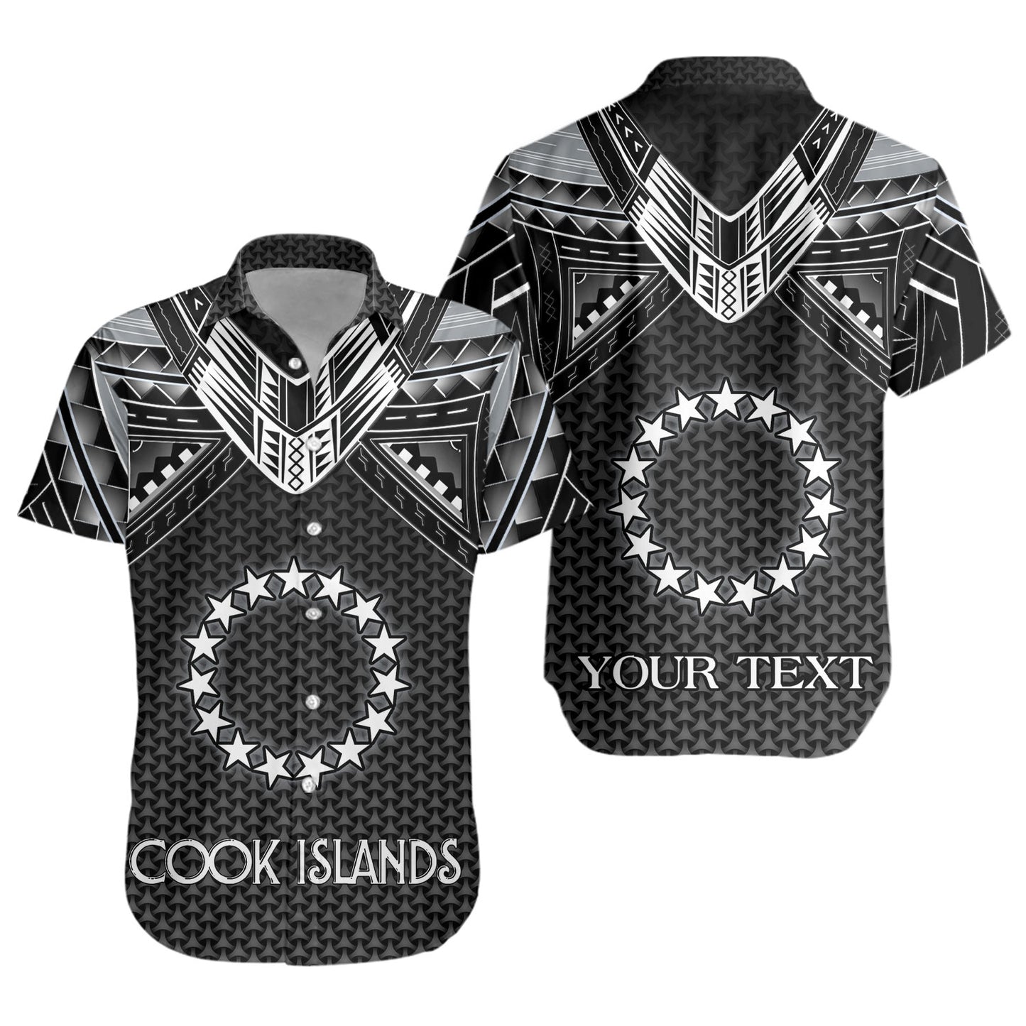 Cook Islands Custom Personalised Short Sleeve Shirt Polynesian Tribal Tattoo
