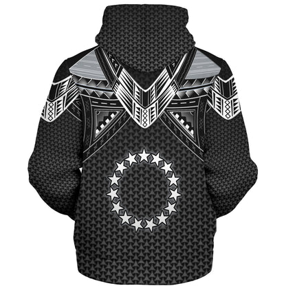 Cook Islands Custom Personalised Sherpa Hoodie Polynesian Tribal Tattoo