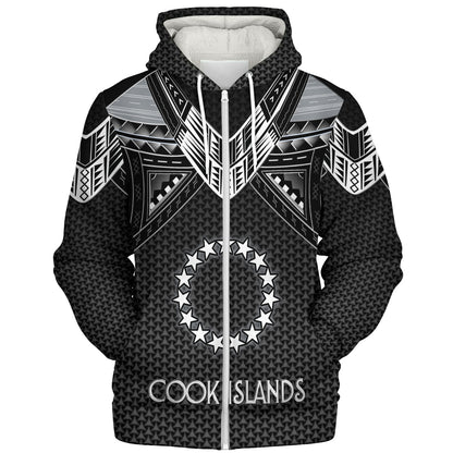 Cook Islands Custom Personalised Sherpa Hoodie Polynesian Tribal Tattoo
