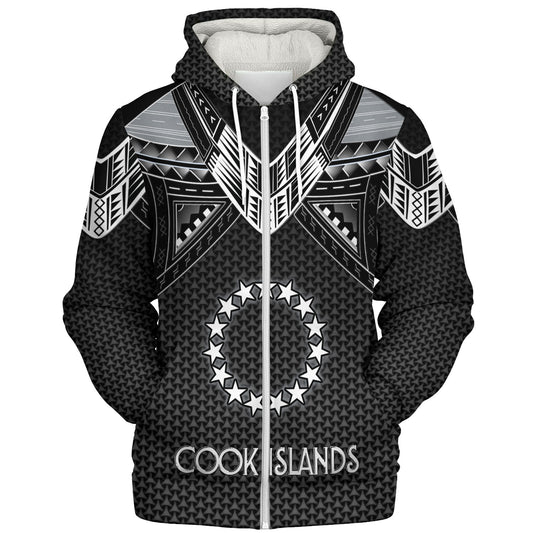 Cook Islands Custom Personalised Sherpa Hoodie Polynesian Tribal Tattoo