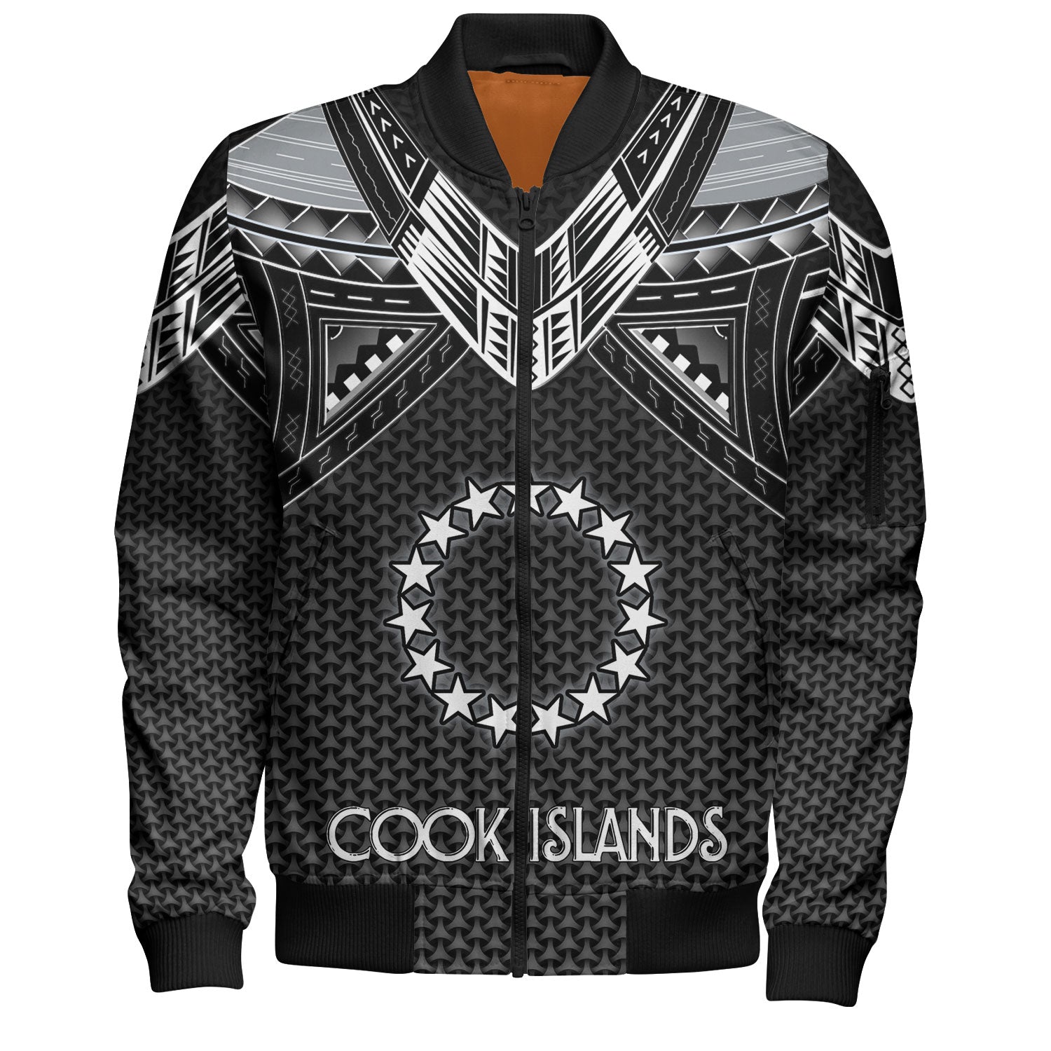 Cook Islands Custom Personalised Bomber Jacket Polynesian Tribal Tattoo