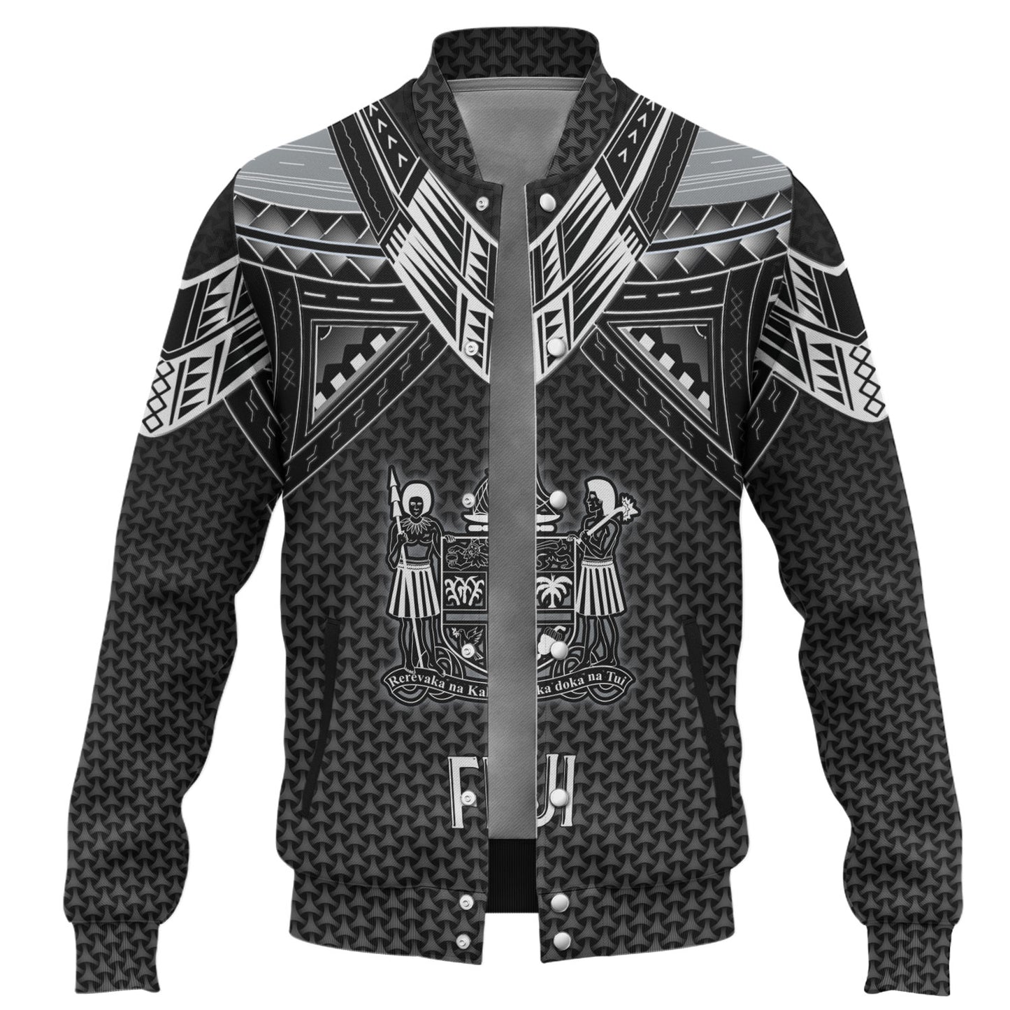 Fiji Custom Personalised Baseball Jacket Polynesian Tribal Tattoo