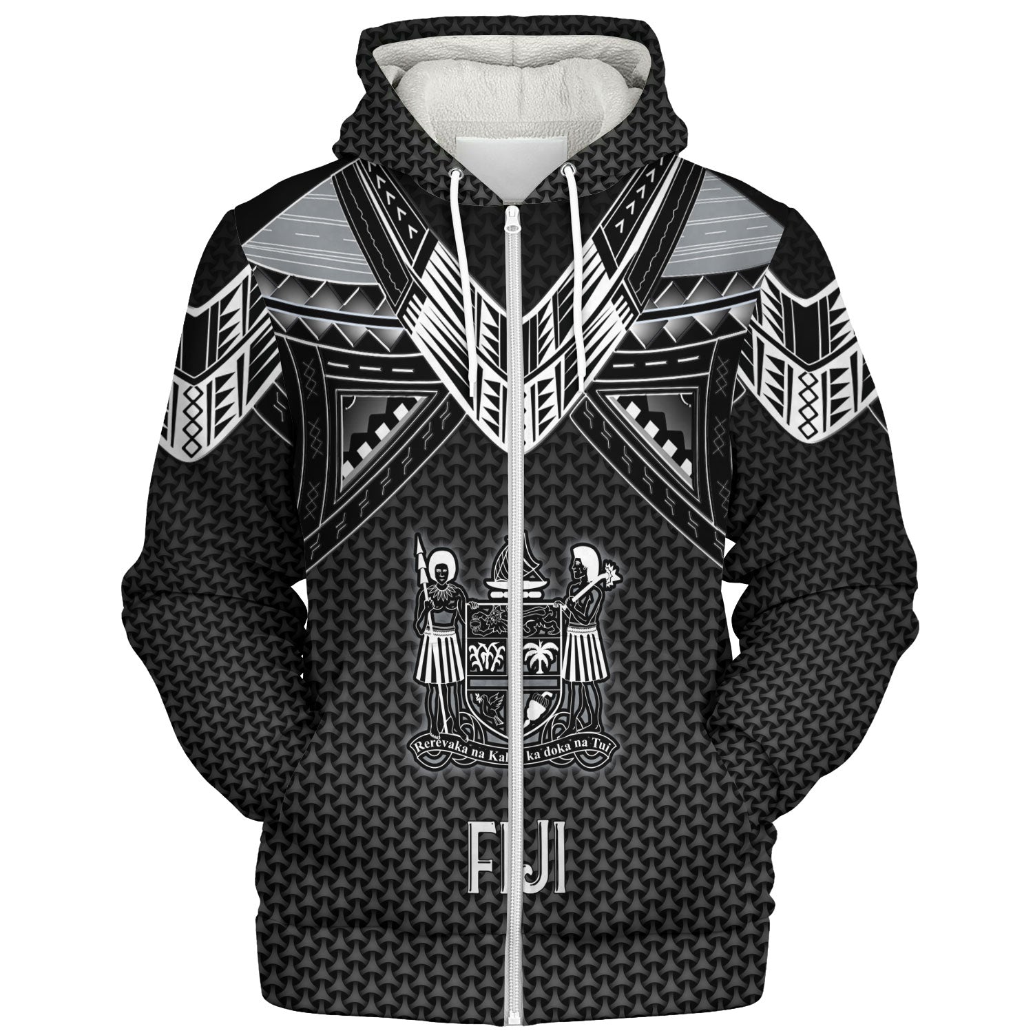 Fiji Custom Personalised Sherpa Hoodie Polynesian Tribal Tattoo