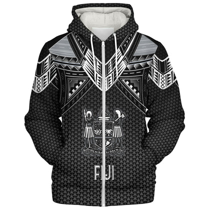 Fiji Custom Personalised Sherpa Hoodie Polynesian Tribal Tattoo