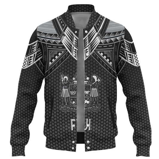 Fiji Custom Personalised Baseball Jacket Polynesian Tribal Tattoo