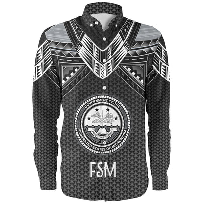 Federated States Of Micronesia Custom Personalised Long Sleeve Shirt Polynesian Tribal Tattoo