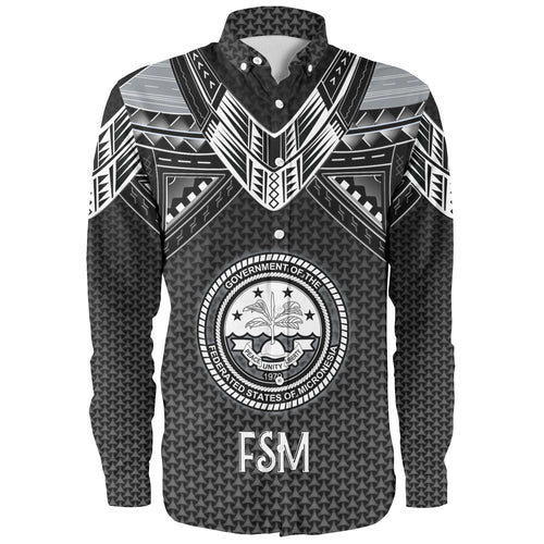Federated States Of Micronesia Custom Personalised Long Sleeve Shirt Polynesian Tribal Tattoo
