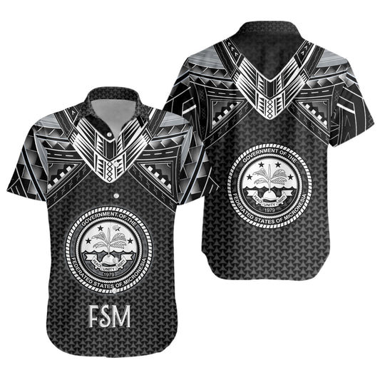 Federated States Of Micronesia Custom Personalised Short Sleeve Shirt Polynesian Tribal Tattoo