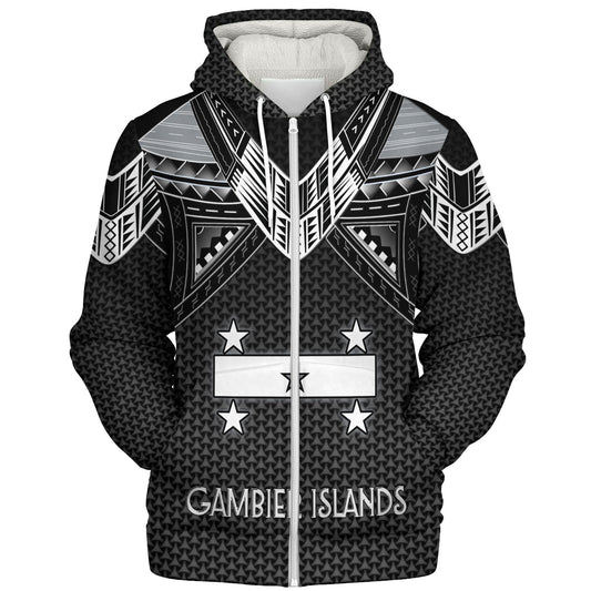 Gambier Islands Custom Personalised Sherpa Hoodie Polynesian Tribal Tattoo