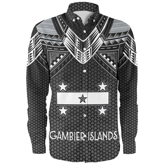 Gambier Islands Custom Personalised Long Sleeve Shirt Polynesian Tribal Tattoo