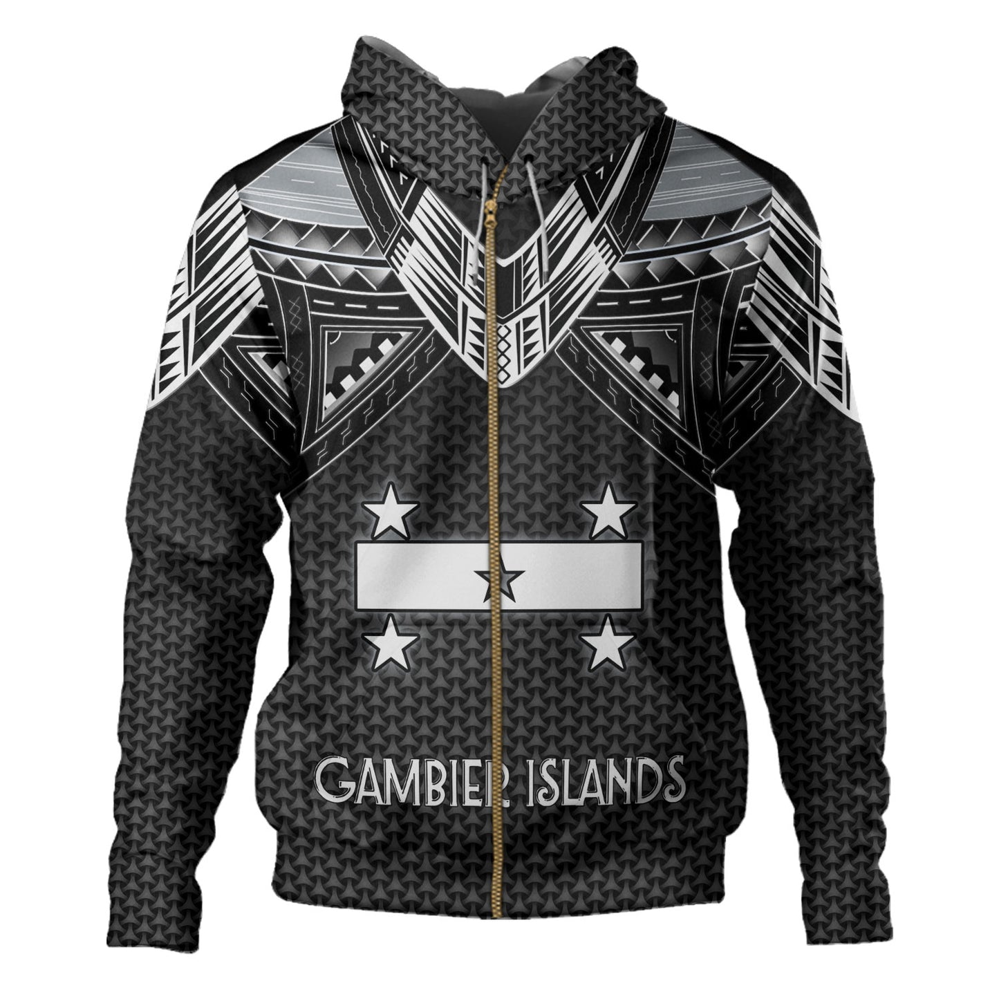 Gambier Islands Custom Personalised Hoodie Polynesian Tribal Tattoo