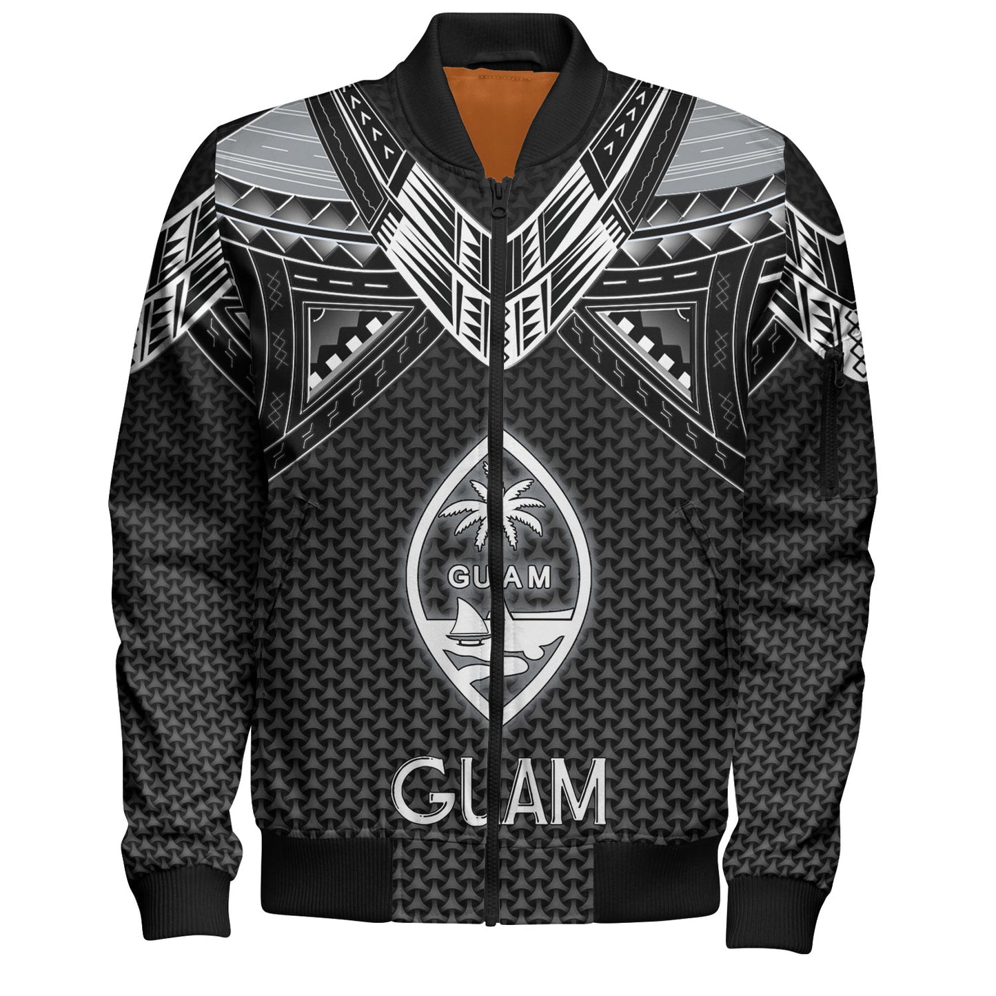 Guam Custom Personalised Bomber Jacket Polynesian Tribal Tattoo