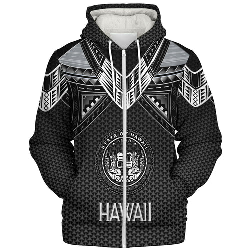 Hawaii Custom Personalised Sherpa Hoodie Polynesian Tribal Tattoo