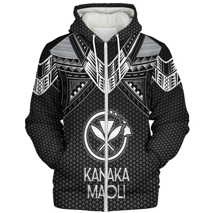 Hawaii Kanaka Maoli Custom Personalised Sherpa Hoodie Polynesian Tribal Tattoo