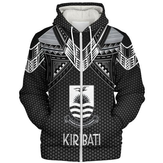 Kiribati Custom Personalised Sherpa Hoodie Polynesian Tribal Tattoo