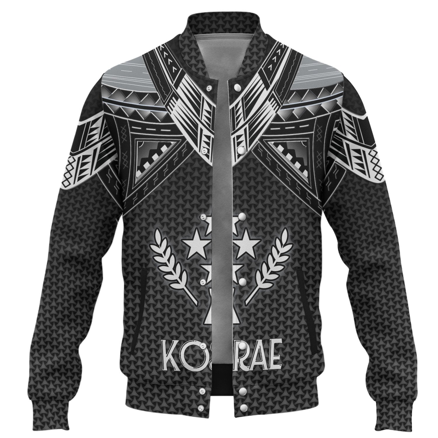 Kosrae Custom Personalised Baseball Jacket Polynesian Tribal Tattoo