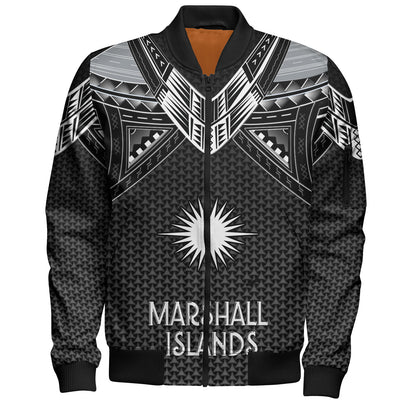 Marshall Islands Custom Personalised Bomber Jacket Polynesian Tribal Tattoo