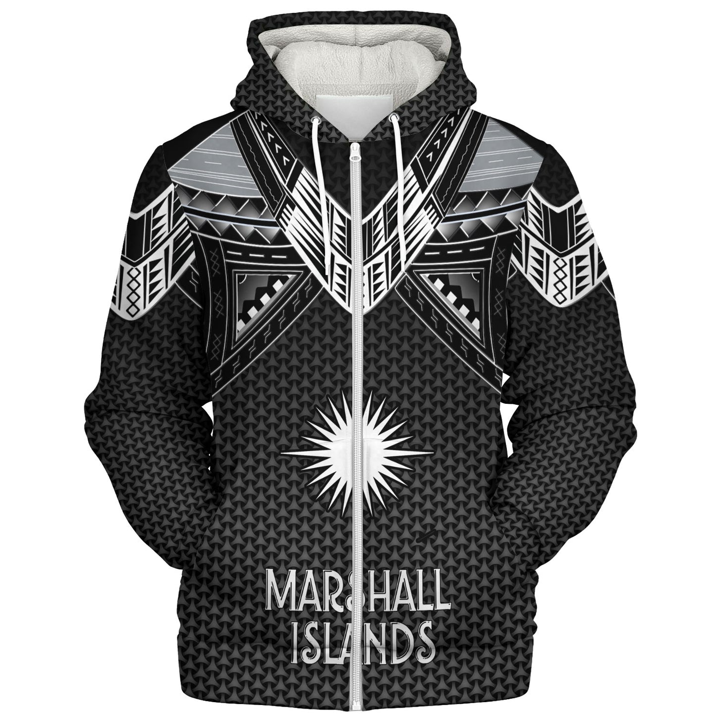 Marshall Islands Custom Personalised Sherpa Hoodie Polynesian Tribal Tattoo