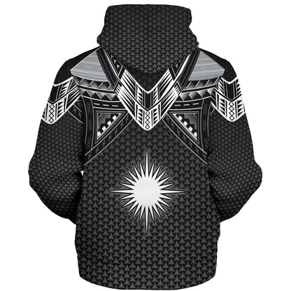 Marshall Islands Custom Personalised Sherpa Hoodie Polynesian Tribal Tattoo